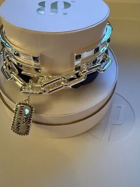 Silver Link Charm Bracelet with 'Yes You Can' Tag - Women Jewelry